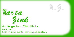 marta zink business card